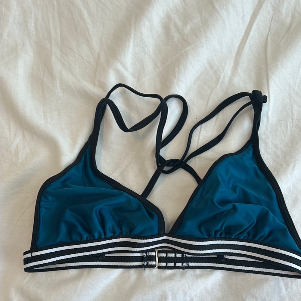 Teal Bikini Top with Striped Band